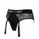 Кружевные трусы для страпона с подвязками для чулок Strap-On-Me DIVA HARNESS - M