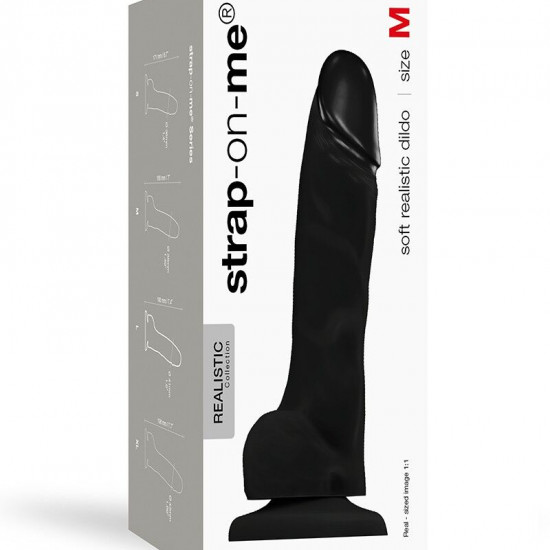 Реалистичный фаллоимитатор Strap-On-Me SOFT REALISTIC DILDO Black - Size M
