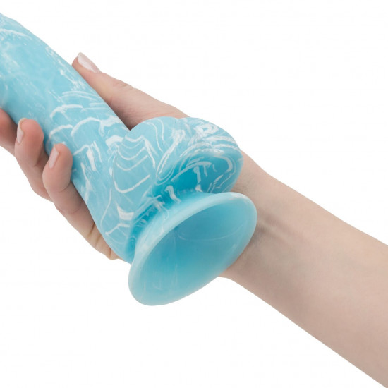 Светящийся в темноте фаллоимитатор ADDICTION - LUKE - 7.5" - BLUE G.I.D. /W PB, 19 см, силикон