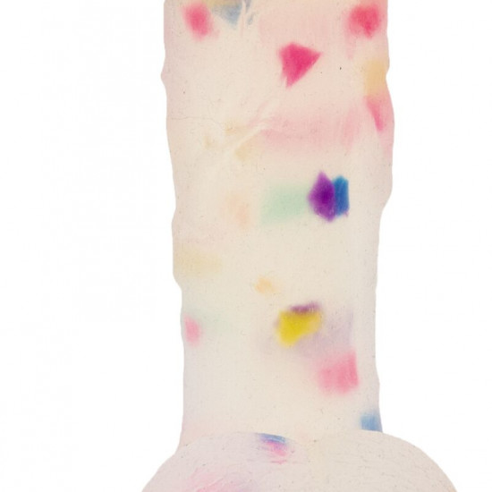 Фаллоимитатор с конфетти ADDICTION - PARTY MARTY 7.5″ - FROST & CONFETTI, 19 см, силикон