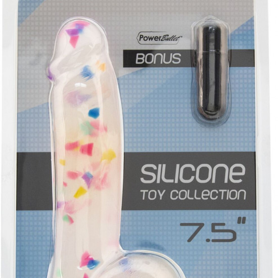 Фаллоимитатор с конфетти ADDICTION - PARTY MARTY 7.5″ - FROST & CONFETTI, 19 см, силикон