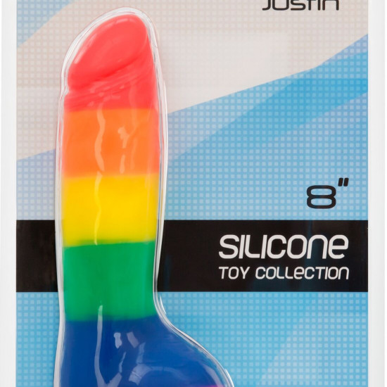 Радужный фаллоимитатор ADDICTION - JUSTIN - 8" - RAINBOW, 20,3 см, силикон