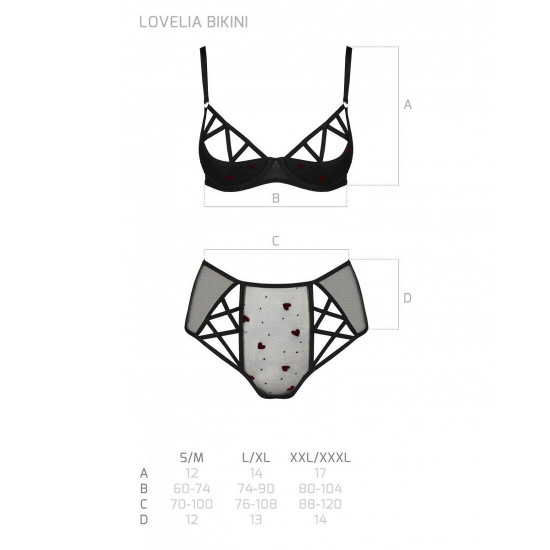 Эротический комплект с рисунком Passion LOVELIA BIKINI L/XL, black