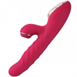 Вібратор-кролик з вакуумною стимуляцією і стовбуром, що обертається KISTOY A-King Max Red