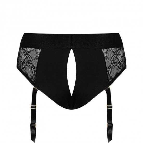 Кружевные трусы для страпона с подвязками для чулок Strap-On-Me DIVA HARNESS - S