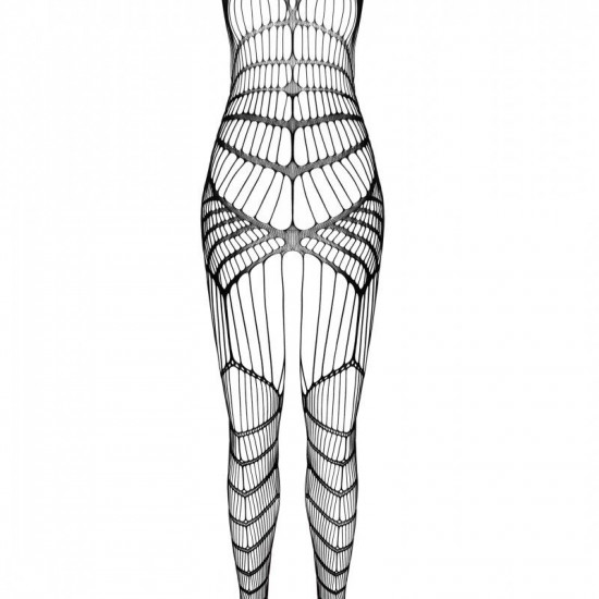 Черный ажурный бодистокинг со сложным вертикальным плетением Casmir CA004