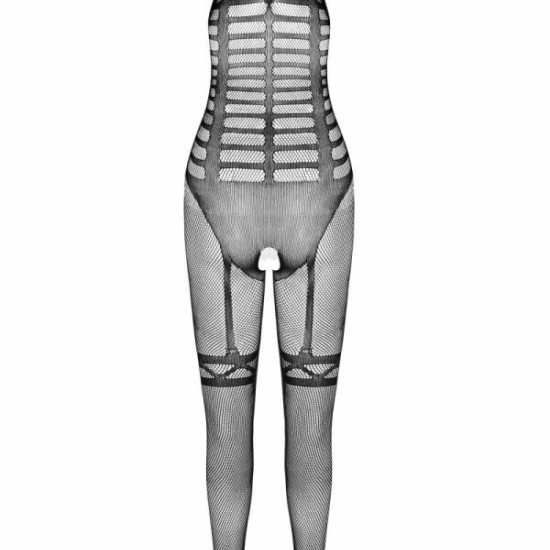 Сетчатый черный бодистокинг-боди с симметричным рисунком Casmir CA005