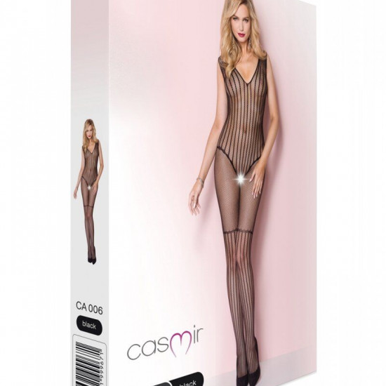 Сетчатый черный бодистокинг с рисунком боди и гетр Casmir CA006