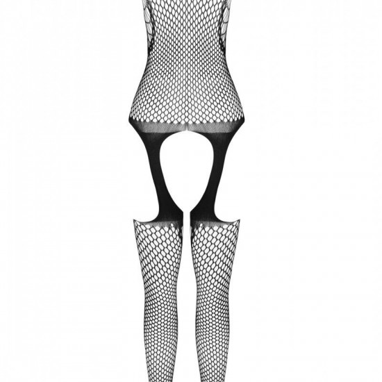 Сетчатый черный бодистокинг с двойным плетением и подвязками Casmir CA007