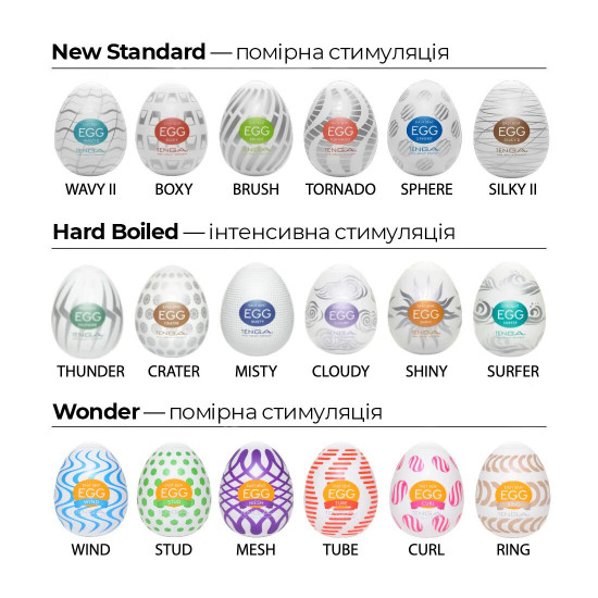 Набор мастурбаторов-яиц Tenga Egg New Standard Pack (6 яиц)