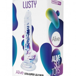 Прозорий фалоімітатор Alive Jelly Dildo Lusty, ТПЕ, присоска, діаметр 3,2см, довжина 18см