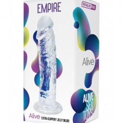 Прозорий фалоімітатор Alive Jelly Dildo Empire, ТПЕ, присоска, діаметр 4,3см, довжина 19,3см