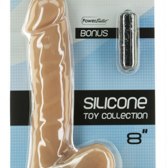 Гибкий фаллоимитатор на присоске ADDICTION — ANDREW 8″ Silicone Dong — Caramel, вибропуля в подарок