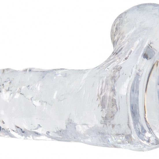 Прозрачный фаллоимитатор на присоске ADDICTION — Clear Dildo with Balls 6″, вибропуля в подарок