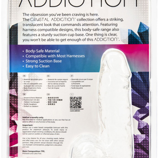 Прозрачный фаллоимитатор на присоске ADDICTION — Clear Dildo with Balls 6″, вибропуля в подарок