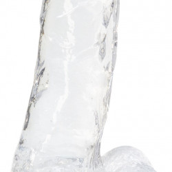 Прозорий фалоімітатор на присосці ADDICTION — Clear Dildo with Balls 7″, віброкуля в подарунок