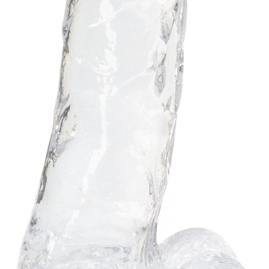 Прозрачный фаллоимитатор на присоске ADDICTION — Clear Dildo with Balls 7″, вибропуля в подарок