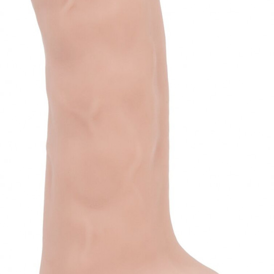 Изогнутый фаллоимитатор на присоске ADDICTION — BRAD 7,5″ Dildo With Balls, Beige