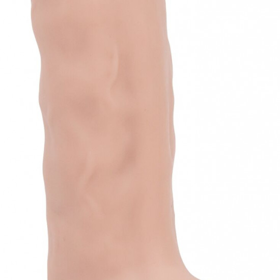 Изогнутый фаллоимитатор на присоске ADDICTION — BRAD 7,5″ Dildo With Balls, Beige