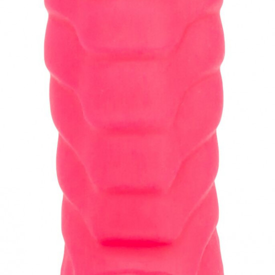 Ребристый фаллоимитатор на присоске ADDICTION — Tom 7″ Dildo With Balls — Pink, вибропуля в подарок