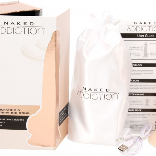 Фаллоимитатор с вибрацией и ротацией Naked ADDICTION James 8″ Rotating & Vibrating Dong, пульт ДУ