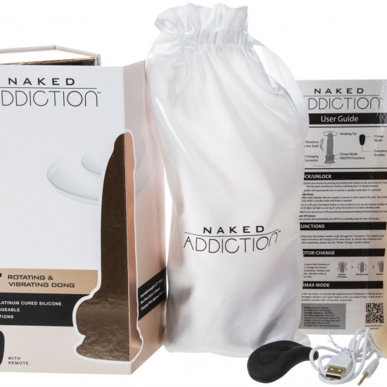 Фаллоимитатор с вибрацией и ротацией Naked ADDICTION Chris 7″ Rotating & Vibrating Dong, пульт ДУ