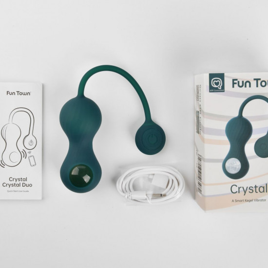 Вагинальные смарт-шарики с вибрацией Fun Town Crystal, с прозрачным стеклянным шаром
