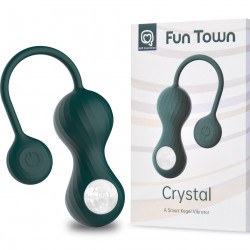 Вагінальні смарт-кульки з вібрацією Fun Town Crystal, з прозорою скляною кулею