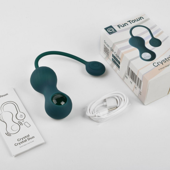 Вагинальные смарт-шарики с вибрацией Fun Town Crystal, с прозрачным стеклянным шаром