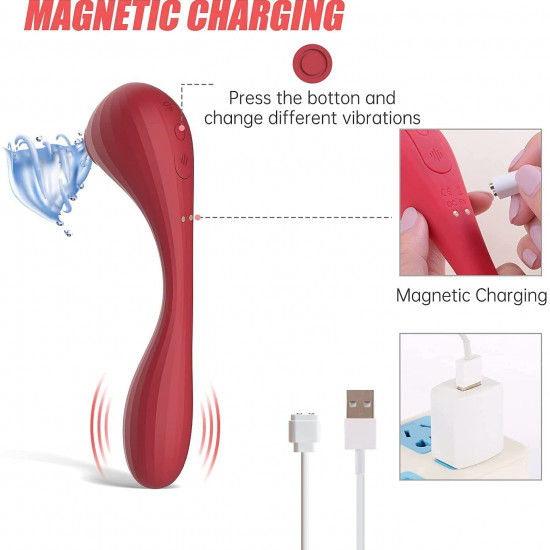 Вакуумный вагинально-клиторальный стимулятор Magic Motion Bobi Red, управление со смартфона