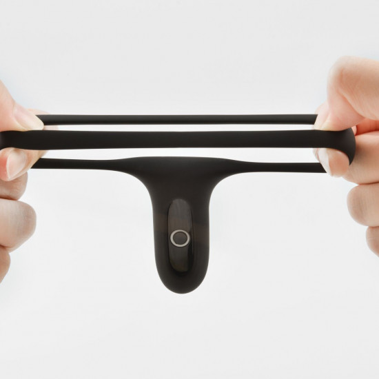 Двойное эрекционное кольцо Fun Town Rise Black, управление со смартфона