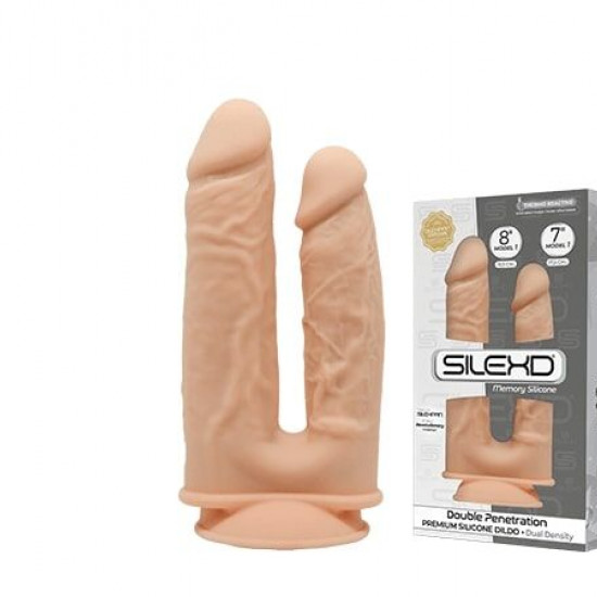 Фаллоимитатор двойной SilexD Double Gusto Flesh (Model 1 size 8" & 7"), двухслойный, силикон + Silexd