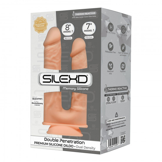 Фаллоимитатор двойной SilexD Double Gusto Flesh (Model 1 size 8" & 7"), двухслойный, силикон + Silexd