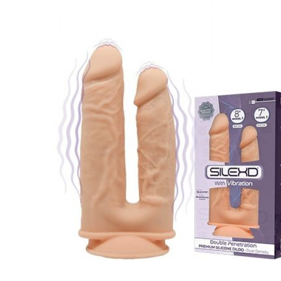 Фаллоимитатор двойной с вибрацией SilexD Double Gusto Flesh Motor (Model 1 size 8" & 7"), двухслойны