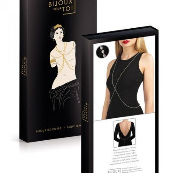 Серебристая цепочка для бюста Bijoux Pour Toi – Elena Silver со стразами