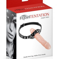 Кляп із подвійним фалоімітатором Fetish Tentation – Double Penis Gag Flesh