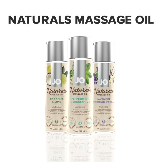 Массажное масло JO Naturals Massage Oil Peppermint & Eucalyptus с эфирными маслами (120 мл)