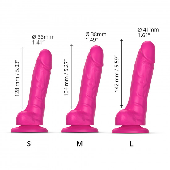 Реалистичный фаллоимитатор Strap-On-Me Sliding Skin Realistic Dildo Fuchsia S, эффект подвижной кожи