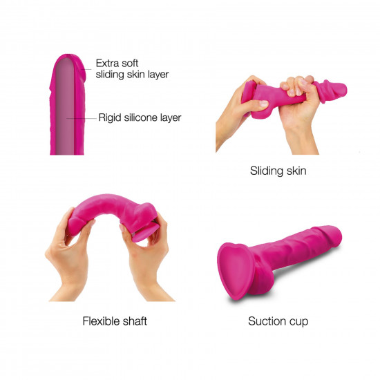 Реалистичный фаллоимитатор Strap-On-Me Sliding Skin Realistic Dildo Fuchsia S, эффект подвижной кожи