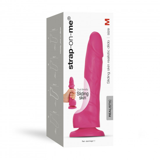 Реалистичный фаллоимитатор Strap-On-Me Sliding Skin Realistic Dildo Fuchsia M, эффект подвижной кожи