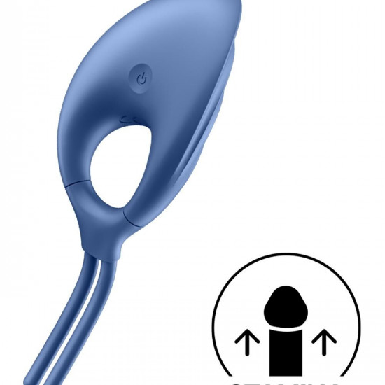 Эрекционное виброкольцо лассо Satisfyer Swordsman Blue, крепкая фиксация, 10 режимов, мощный мотор