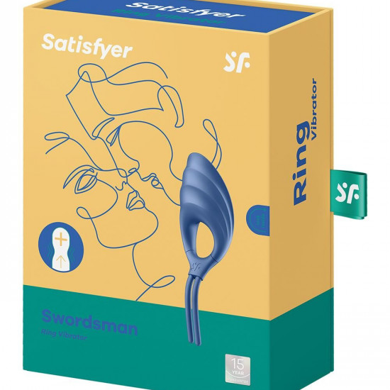 Эрекционное виброкольцо лассо Satisfyer Swordsman Blue, крепкая фиксация, 10 режимов, мощный мотор