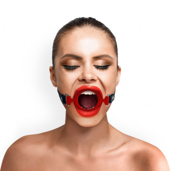 Кляп-расширитель силиконовое кольцо Art of Sex – Gag ring, красный, натуральная кожа