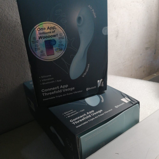 Вакуумний смарт-стимулятор із вібрацією Satisfyer Curvy Trinity 5 (Blue)  (м'ята упаковка!!!)