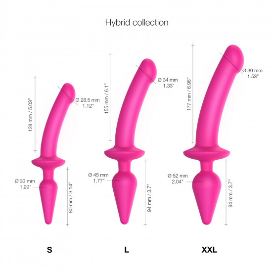 Анальная пробка с дилдо 2в1 Strap-On-Me SWITCH PLUG-IN DILDO Fuchsia L, диаметр 4,5/3,4 см