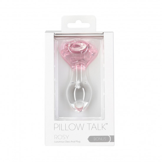 Стеклянная анальная пробка Pillow Talk Rosy Luxurious Glass Anal Plug, ⌀3,3 см, вибропуля в подарок