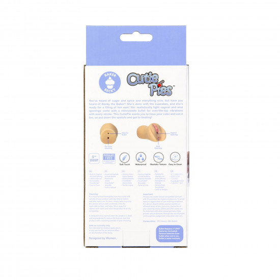 Мастурбатор-вагина и попка Cutie Pies Baker Becky Vagina & Ass Masturbator, вибропуля в подарок