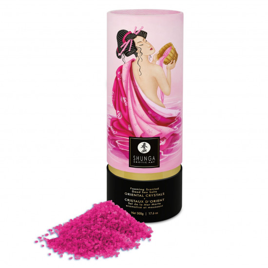 Пенящаяся соль для ванны Shunga Dead Sea salt Oriental Crystals — Rose Petal (500 г), Мертвого моря