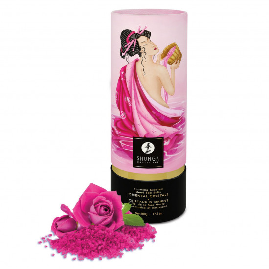 Пенящаяся соль для ванны Shunga Dead Sea salt Oriental Crystals — Rose Petal (500 г), Мертвого моря