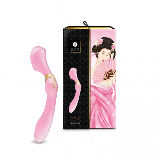Вибромассажер Shunga Zoa Light Pink, двусторонний